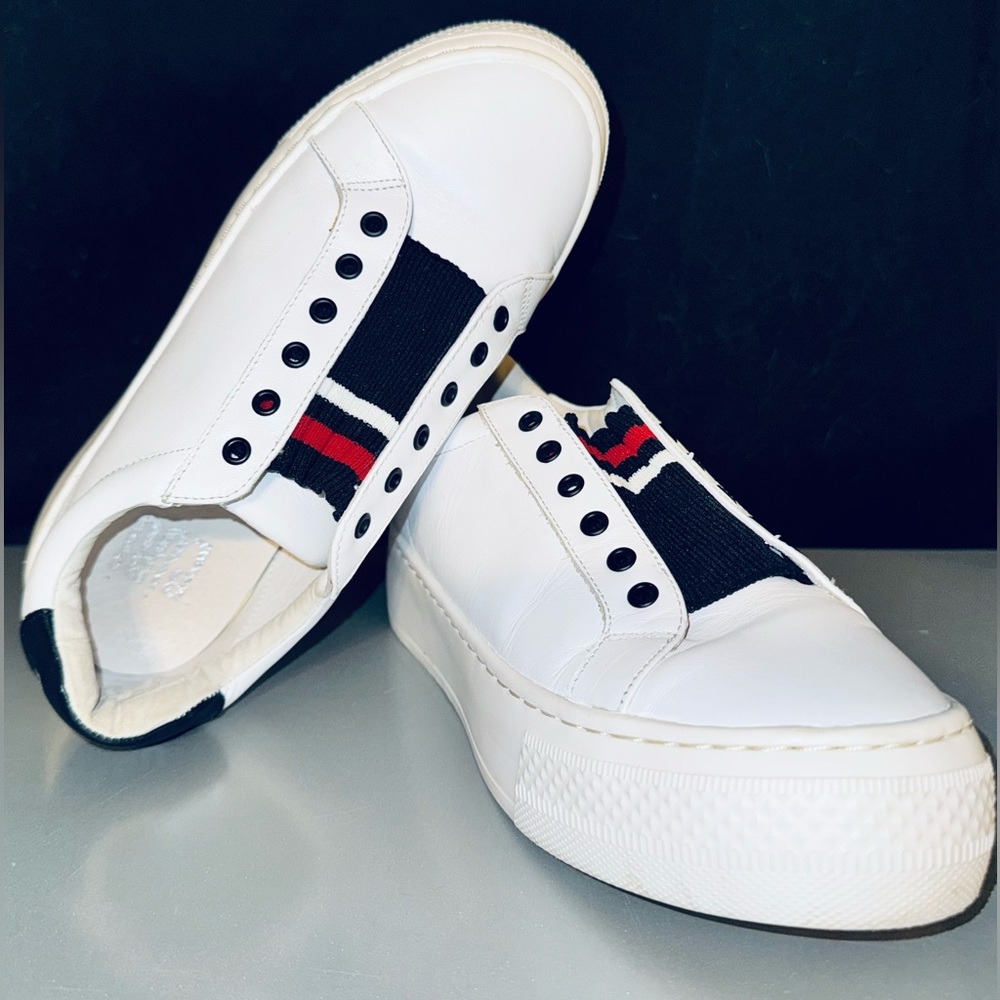 Bibi Lou Gamin Platform Sneaker in White Leather with Red/Black size 36 (EU)